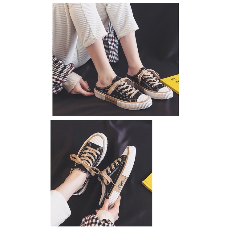 Satu7an SPT-10 Sepatu Kanvas Wanita Tanpa Tumit Style Fashion Korea Kasual Sepatu Slip On Women Canvas Sneakers Shoes Import
