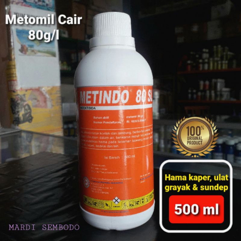 Insektisida METINDO 80 SL Metomil Cair Racun Ulat Grayak, kaper, kutu dan telur ulat lannate 500ml