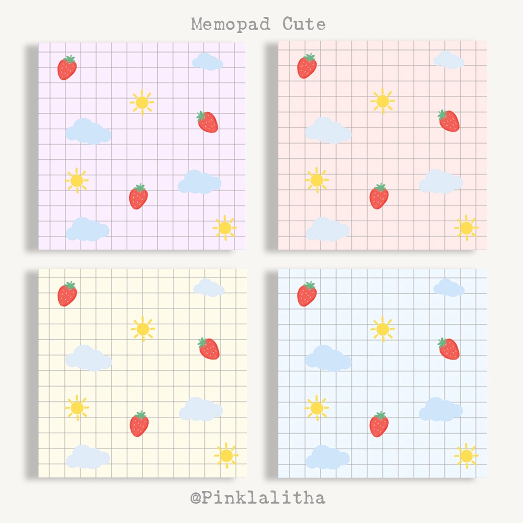 

Pinklalitha 48 Lembar Memo Pad Pastel Strawberry Matahari Awan