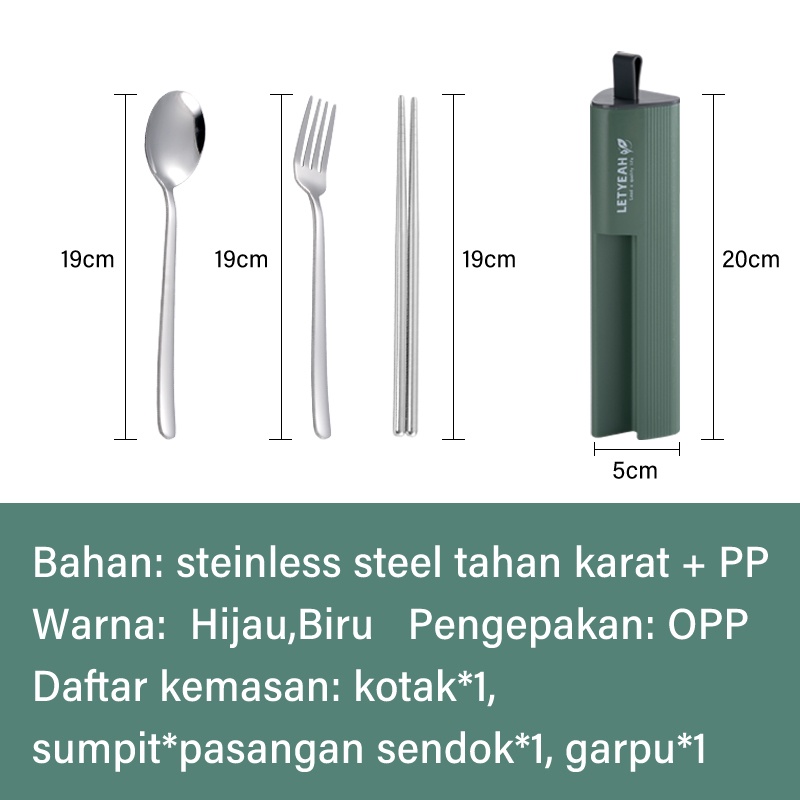 Letyeah &amp; Anantagt Peralatan Makan Set 3 Pcs 304 Stainless Steel Alat Makan Set Spoon Fork Chopsticks