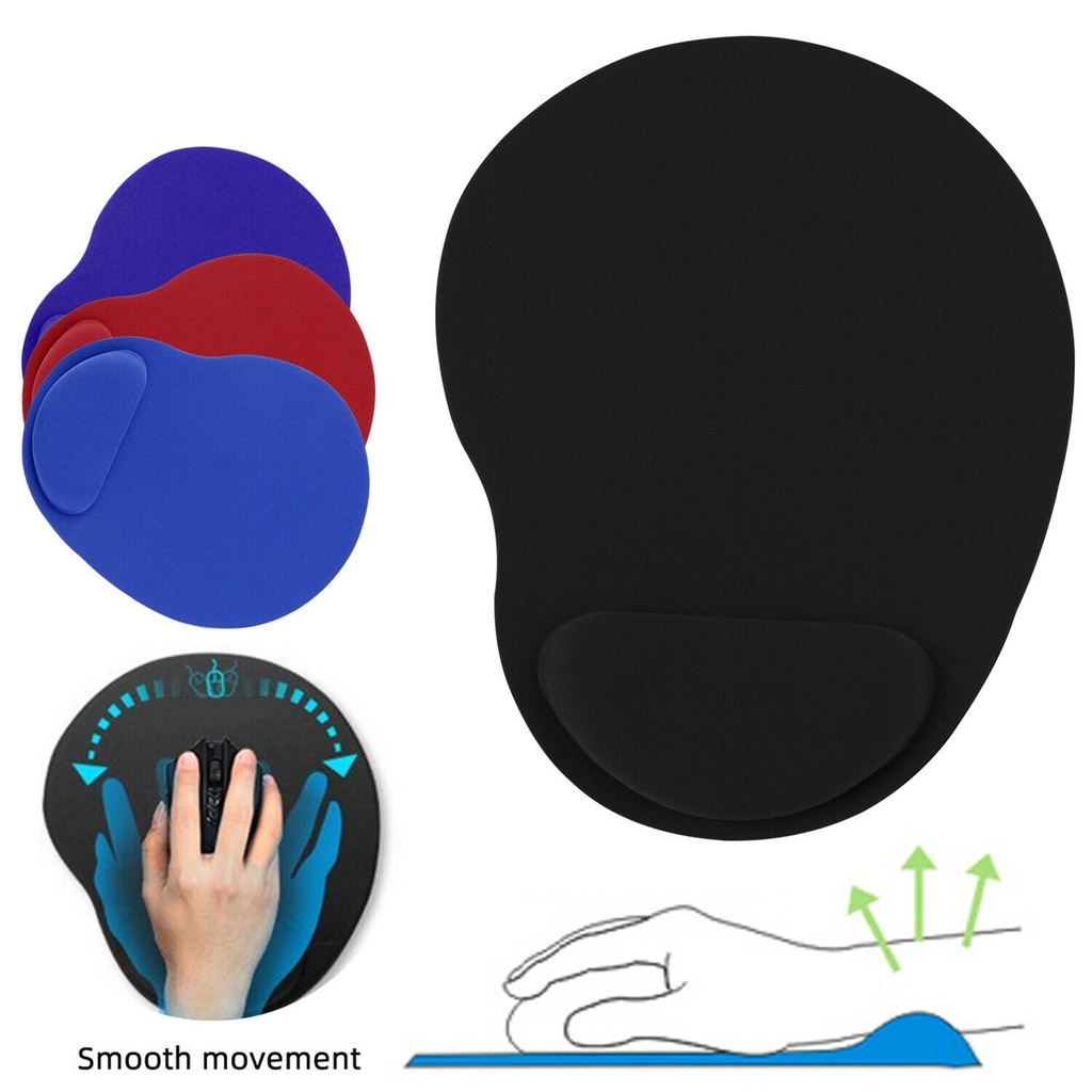 1pc Mouse Pad Dengan Bantalan Pergelangan Tangan Bahan EVA Warna Polos Untuk Game Komputer PC / Laptop