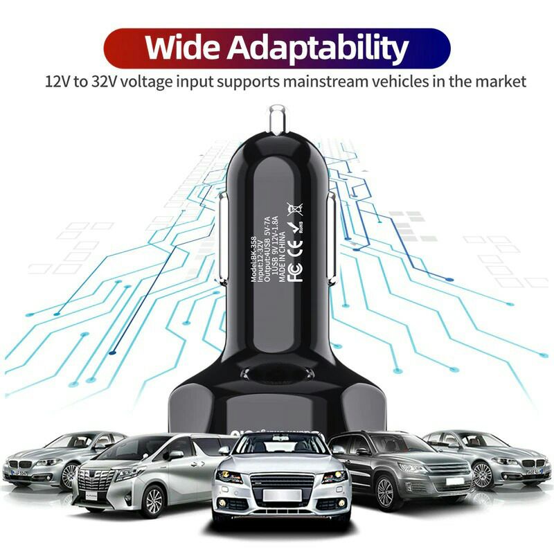 Car Charger Mobil USB 4 Port QC3.0 35W 7A Uslion Bk-358