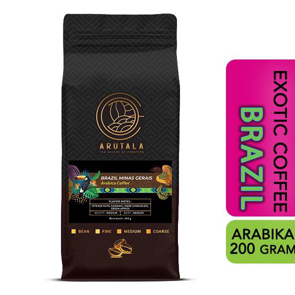 

Promo Awal tahun ARUTALA Kopi Brazil Minas Gerais Arabika 200 gram - Giling Halus Cuci Gudang Awal