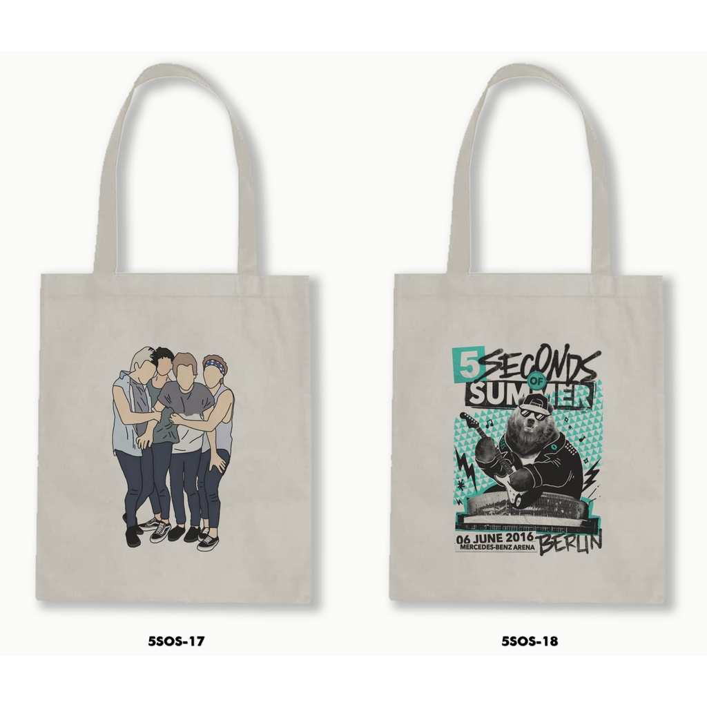 Tas Tote Bag Resleting Kanvas/Blacu  5 Second Of Summer / 5Sos 01