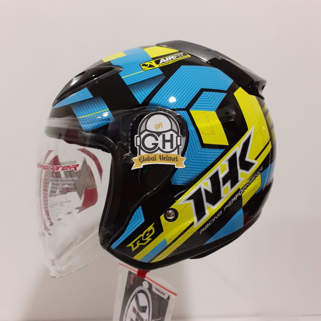 HELM NHK R6 CUBE BLACK YELLOW LIGHT BLUE NHK R-6 MOTIF CUBE BLACK YELLOW LIGHT BLUE