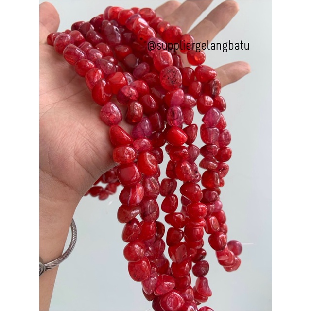 manik Batu alam red agate SERAT Beads 12 x 10mm bahan gelang kalung vintage etnik bali khas asli akik