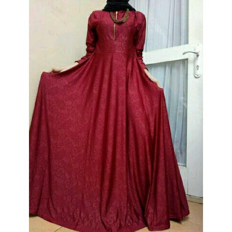 Gamis Jersey Embos MERAH MARUN XL