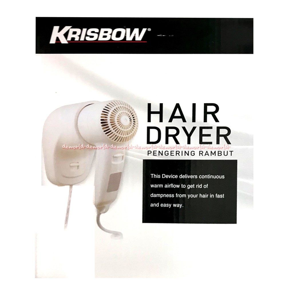 Krisbow Wall Hair Dryer Pengering Rambut Menempel Di Dinding Daya Motor Kris White Hairdyer Model Hotel  Hair Drayer Warna Putih