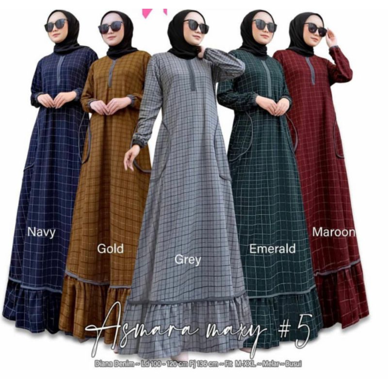 TKG - ASMARA MAXY KOTAK BUSUI Gamis Wanita Diana Denim Jumbo by Fashion Muslim Solo