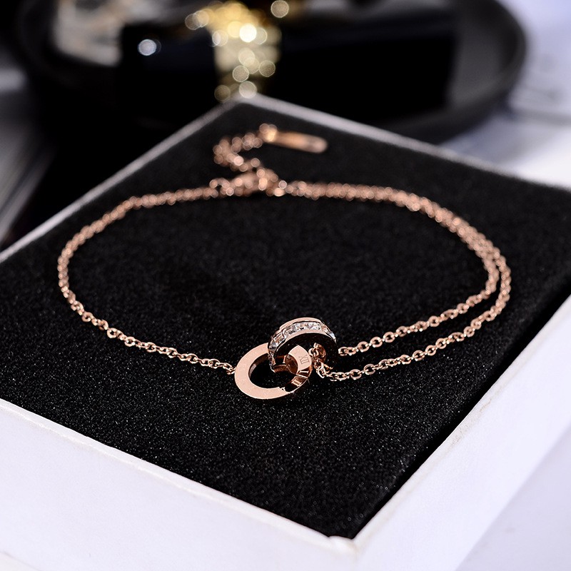 Gelang kaki cincin gandeng zircon titanium anti karat harga grosir bisa COD