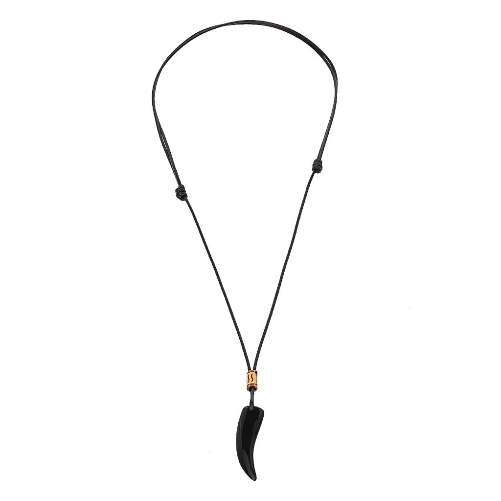 Hamlin Bembs Kalung Pria Motif Taring Macan Material Melamin ORIGINAL - Black