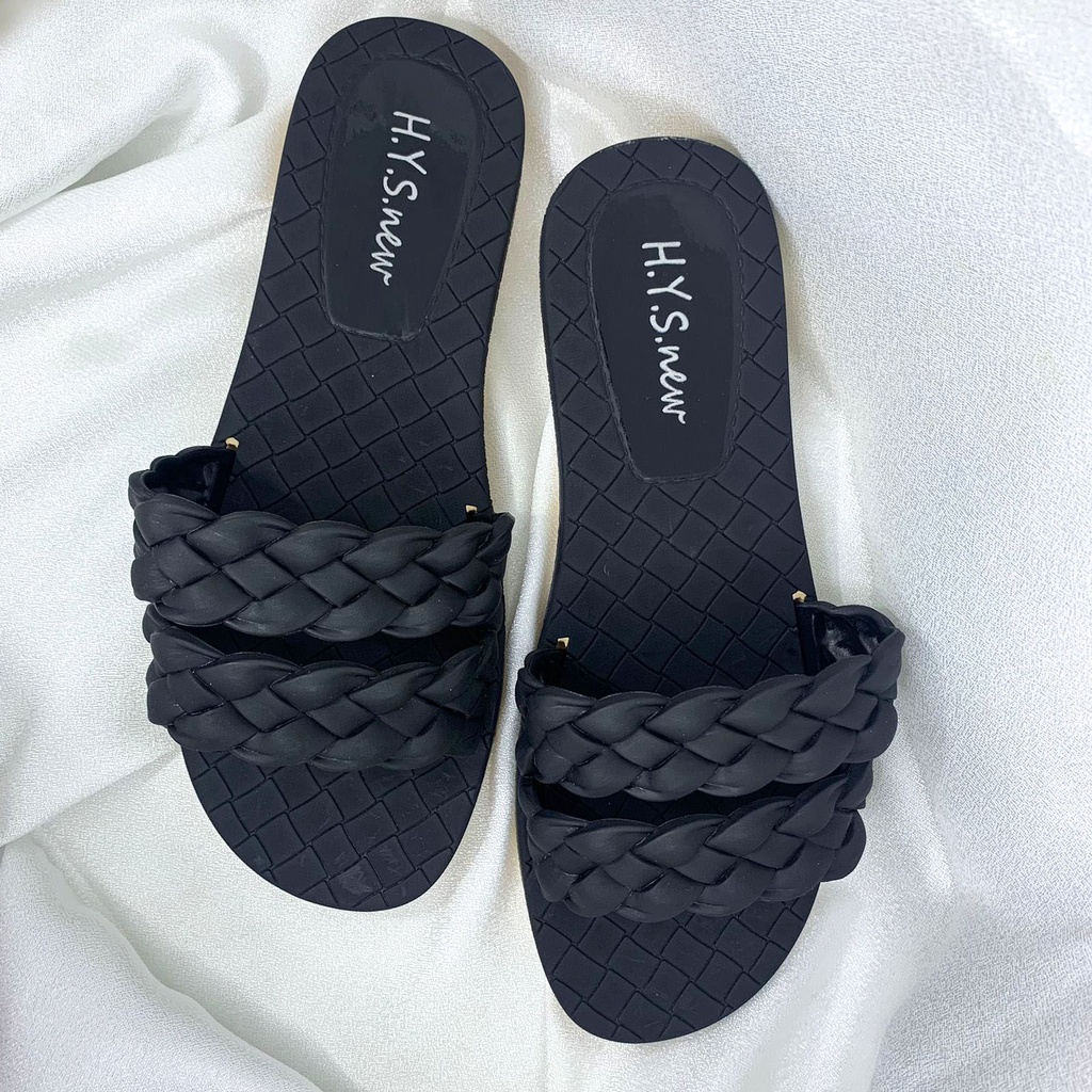 Sandal Wanita Terbaru 2022/Sendal Selop Anyam Jelly HYS New 2123/Teplek Karet Import