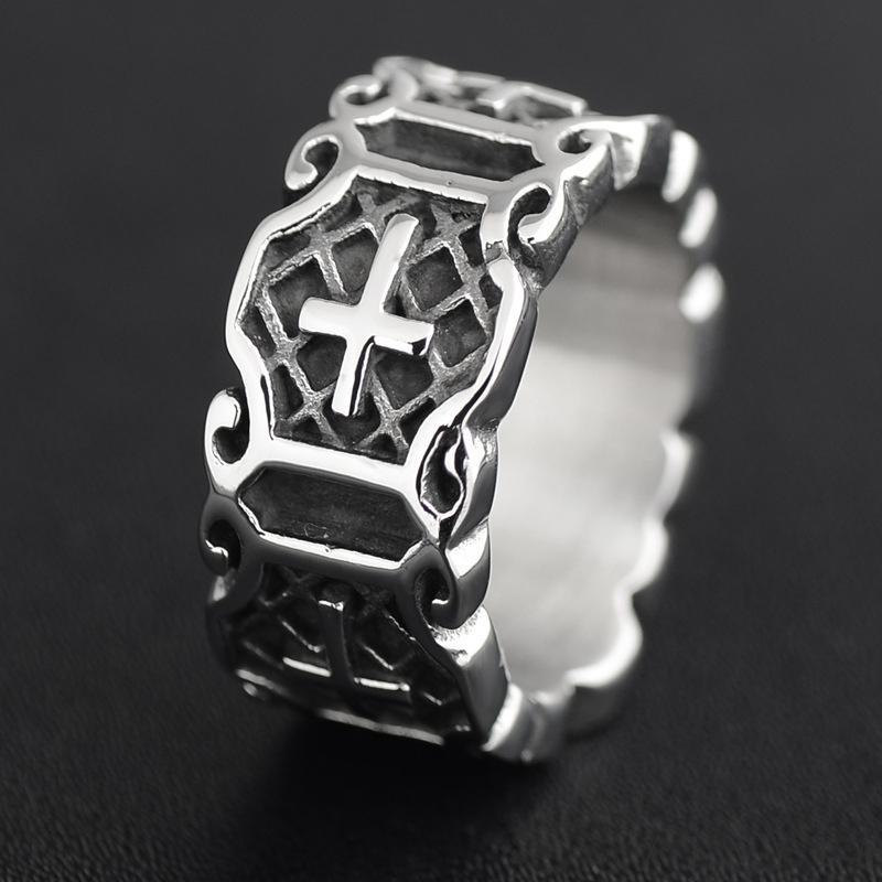 Cincin Model Salib Gaya Punk Rock Retro Untuk Pria