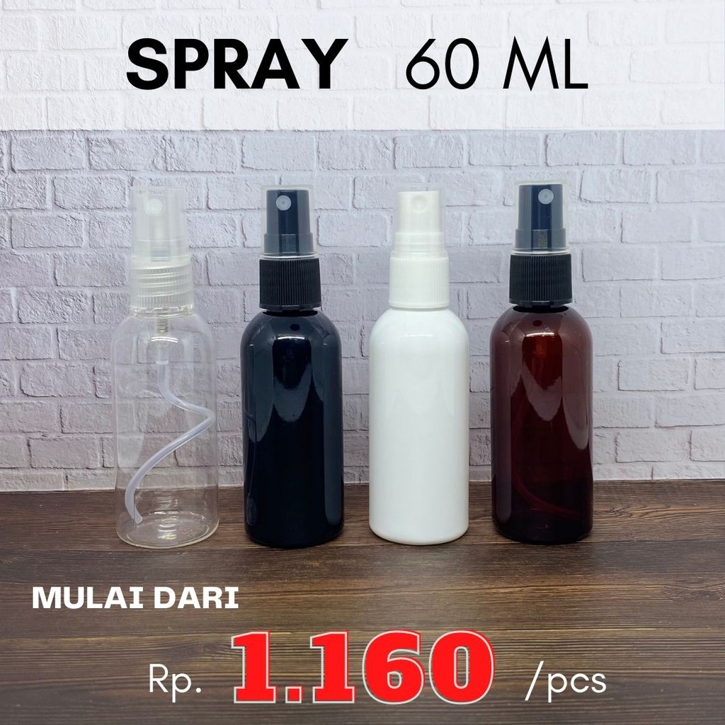 BOTOL SPRAY 60ml PET ( isi ulang hand sanitizer, facemist , parfum )