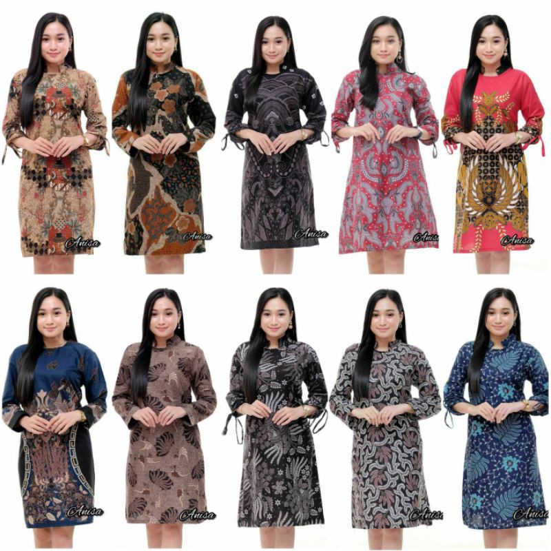 Tunik Batik Atasan Batik Wanita Batik Sogan Dolby Doby Size M L XL XXL XXXL