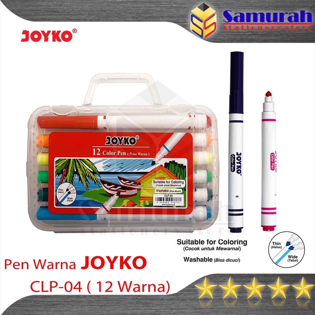 Spidol Set Joyko 12 Warna CLP 04 Bis Di cuci/ Color Pen CLP-04 Hard Case 12 Colors Washable - For Coloring