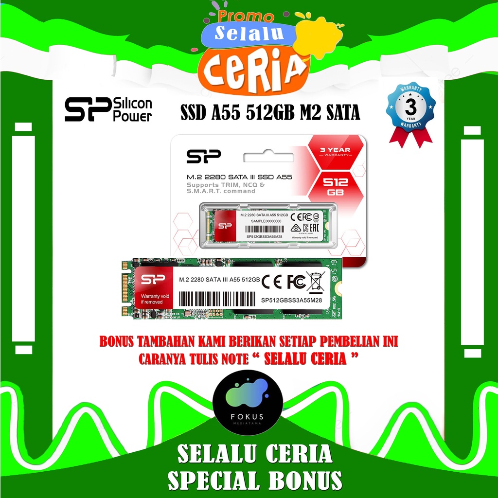 SSD Silicon Power A55 512GB SSD M.2 2280 SATA III 3D M2 SATA