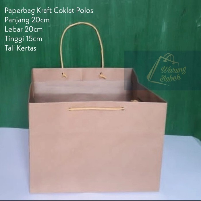 

NEW Paper bag polos ukuran P 20 x L 20 x T 15cm - talikertas, 200gram