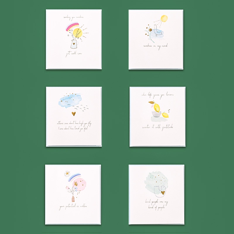 Simple Mini Mixed-Pattern Blank Square Greeting Cards with Envelope