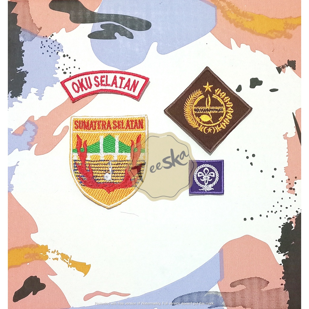 Set Atribut  Seragam Pramuka Logo Tunas Kelapa dan Wosm, Logo Kwartir Daerah ( Kwarda ) Sumatera Sel