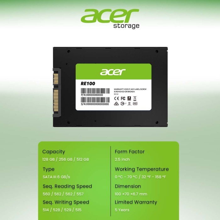 SSD Acer 128gb / SSD 128GB / SSD Acer RE100 128GB