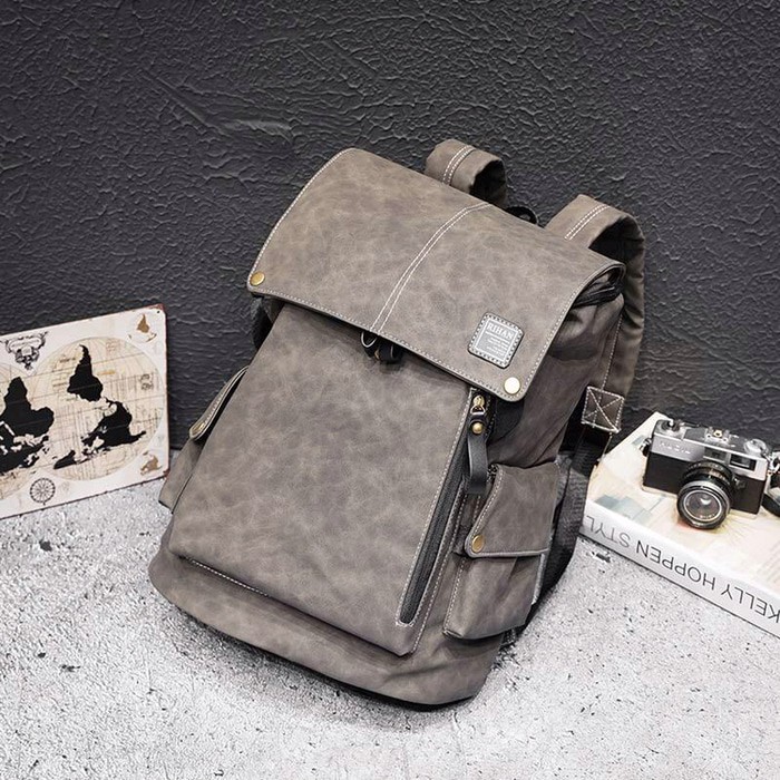 Tas Ransel Kulit Pria Kuliah Travel Men’s Leather Backpack RIHAN