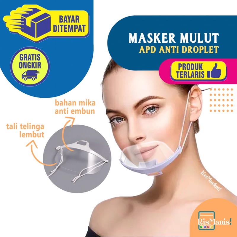 MOUTH SHIELD - APD Pengganti Masker Pelindung Mulut Transparan Anti Droplet Restoran Salon Nyaman