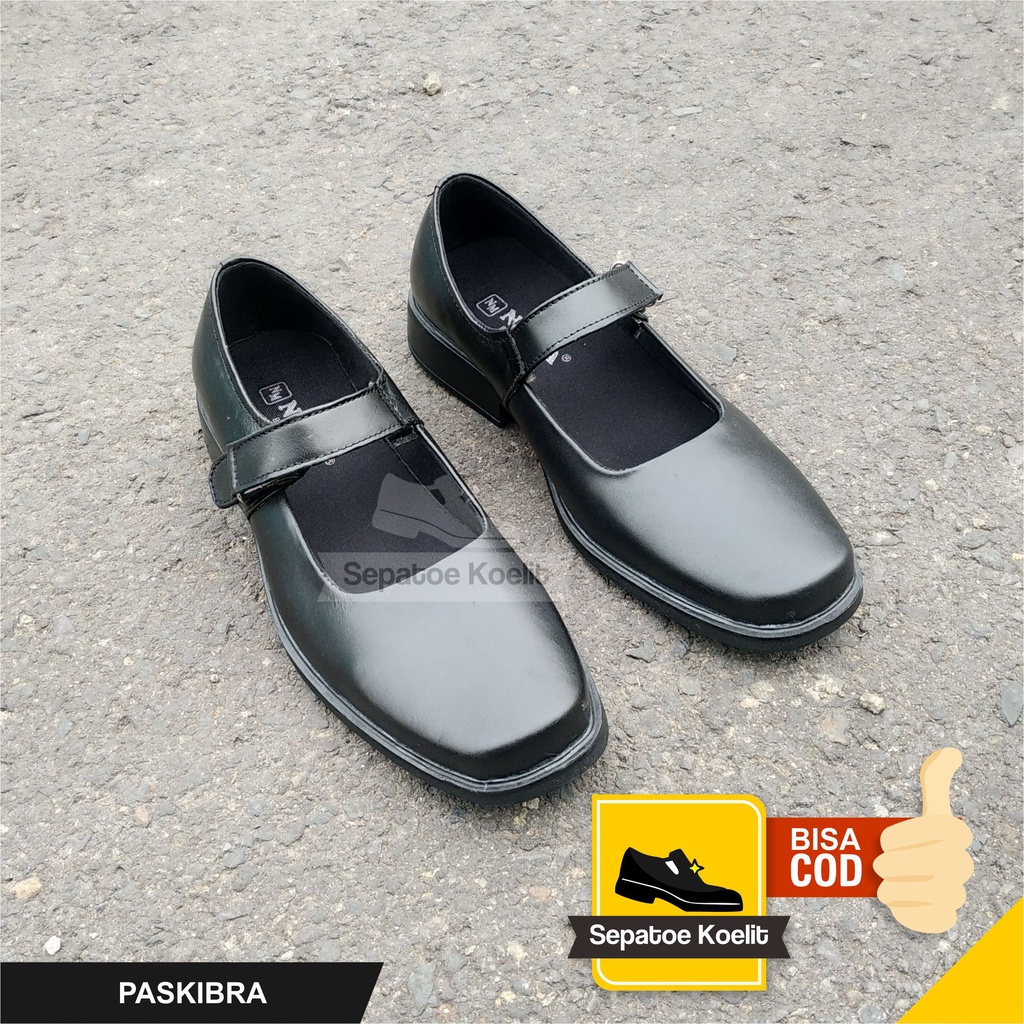 UKURAN SEPATU SEKOLAH CEWEK SEPATU PANTOFEL WANITA KULIT ASLI JUMBO BIG SIZE PASKIBRA WANITA - SEPATU PASKIB WANITA - SEPATU PANTOFEL WANITA -  PANTOPEL HITAM JUMBO