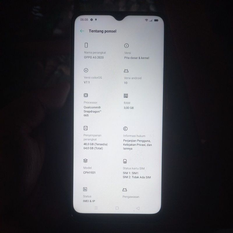 oppo a5 2020 3/64 bekas