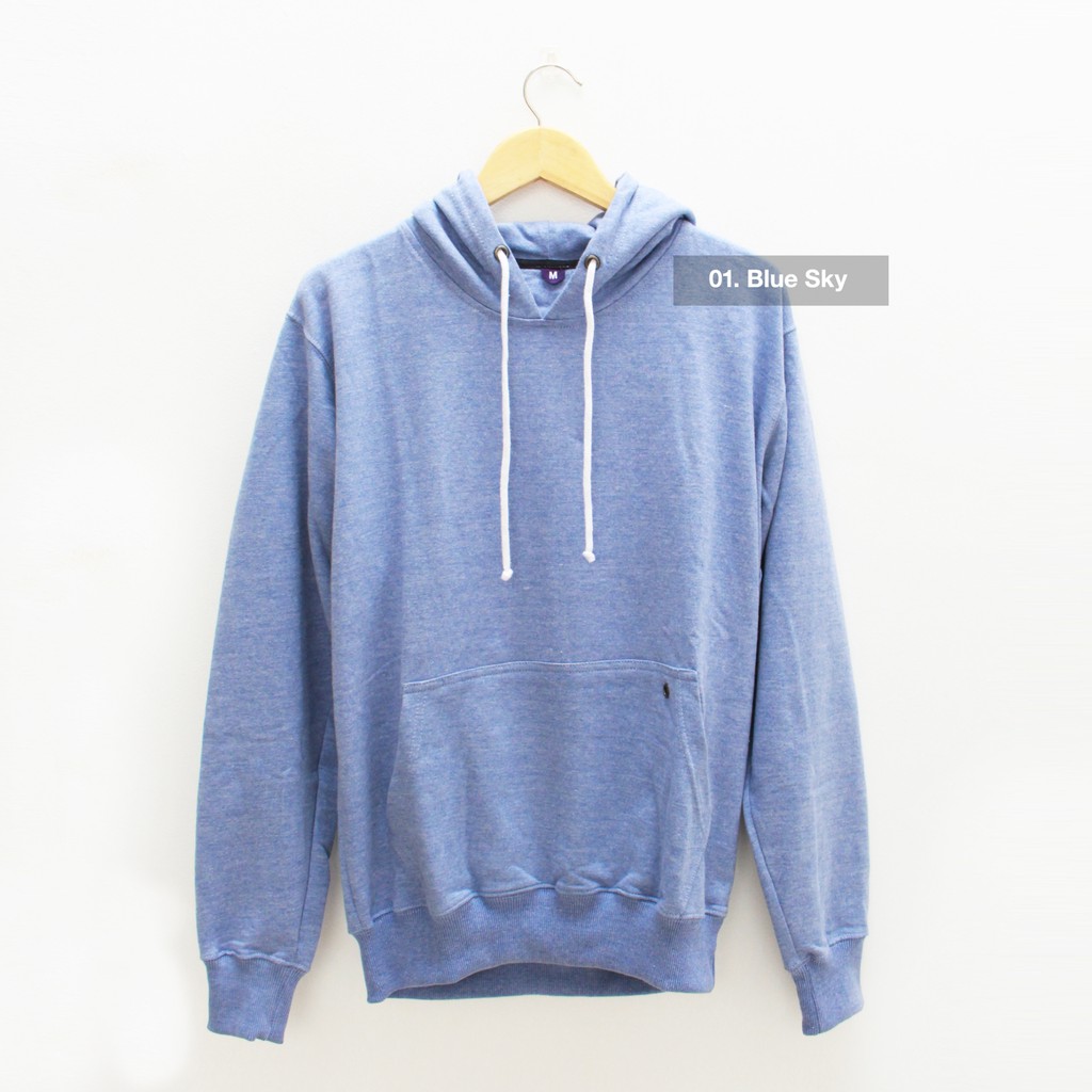 Sweater polos murah cowok cewek blue sky misty muda switter basic unisex keren komunitas couple