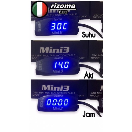 VOLT METER AKI 3IN1-2IN1 RIZOMA voltmeter aki suhu jam 3in1 2in1 universal all motor voltmeter aki