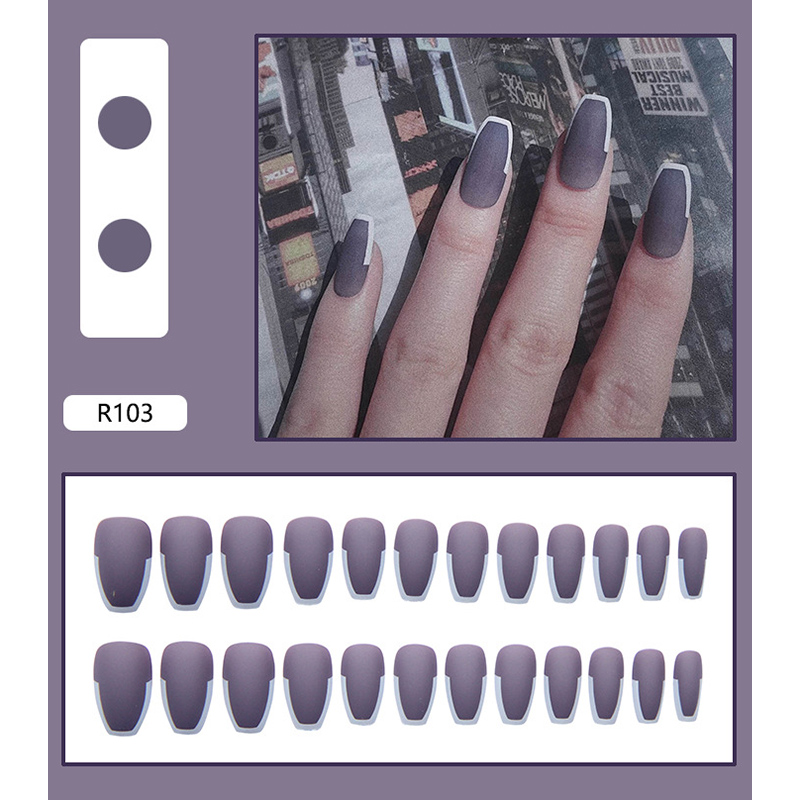 R101-r120 24pcs / Kotak Kuku Palsu Full Cover Untuk Nail Art