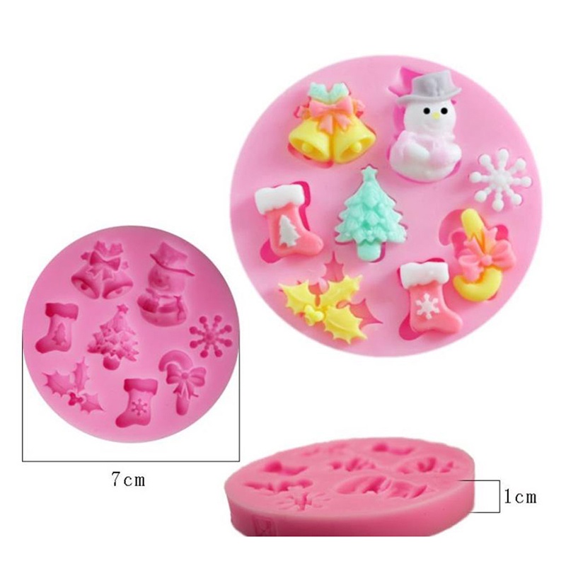 (Theredsunrisesiwy.Id) Cetakan Fondant / Cokelat Bahan Silikon Desain Boneka Salju Tema Natal Untuk Dapur