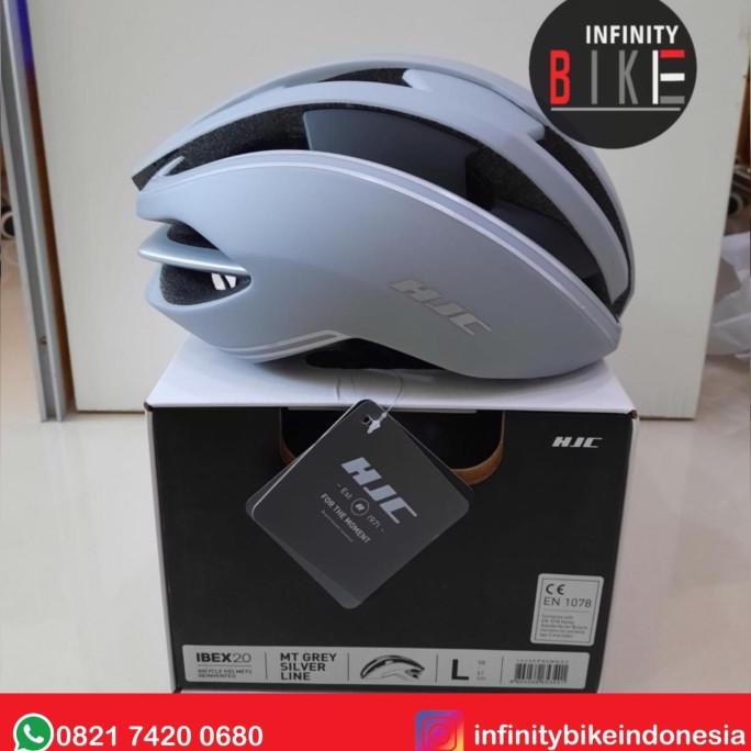 Helm Sepeda Helmet Hjc Original Ibex 2.0 Matt Grey Silver Line