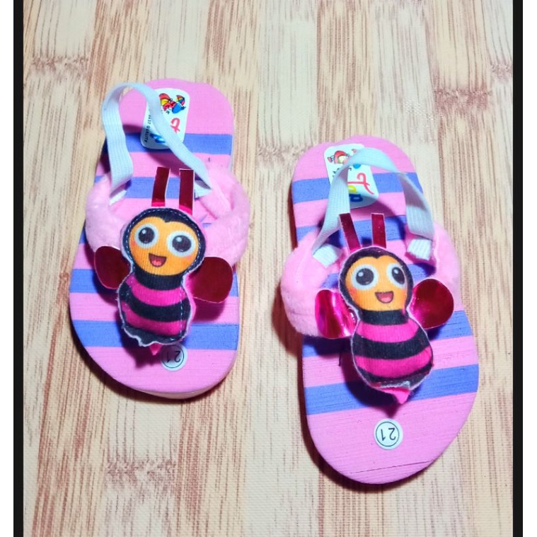 [1-3 TAHUN] Sandal Jepit Anak Perempuan Pelangi Sendal anak cewe / SANDAL BABY KIDS BONEKA LEBAH / SANDAL PREWALKER BAYI  LEBAH