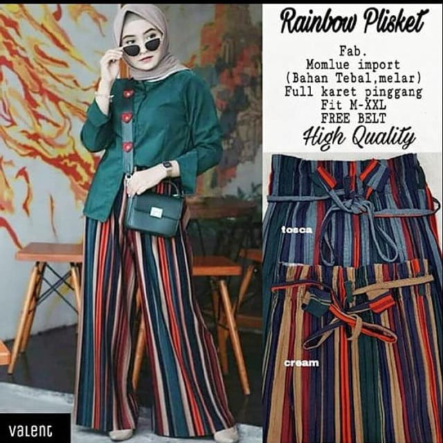 CELANA KULOT RAINBOW PLISKET