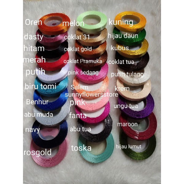 (PER ROLL) PITA SATEN LEBAR 1 CM ISI 25 YARD