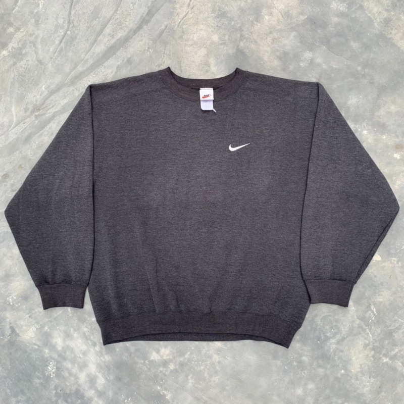 Vintage Nike 90s Charcoal Crewneck / Sweatshirt Not Center swoosh Spell Out Carhatt  Preloved bekas 