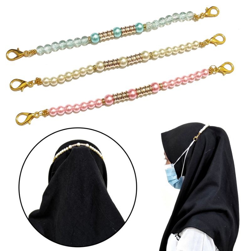 Konektor Masker Hijab Mask Connector Extender Pearl Golden Pipe Series