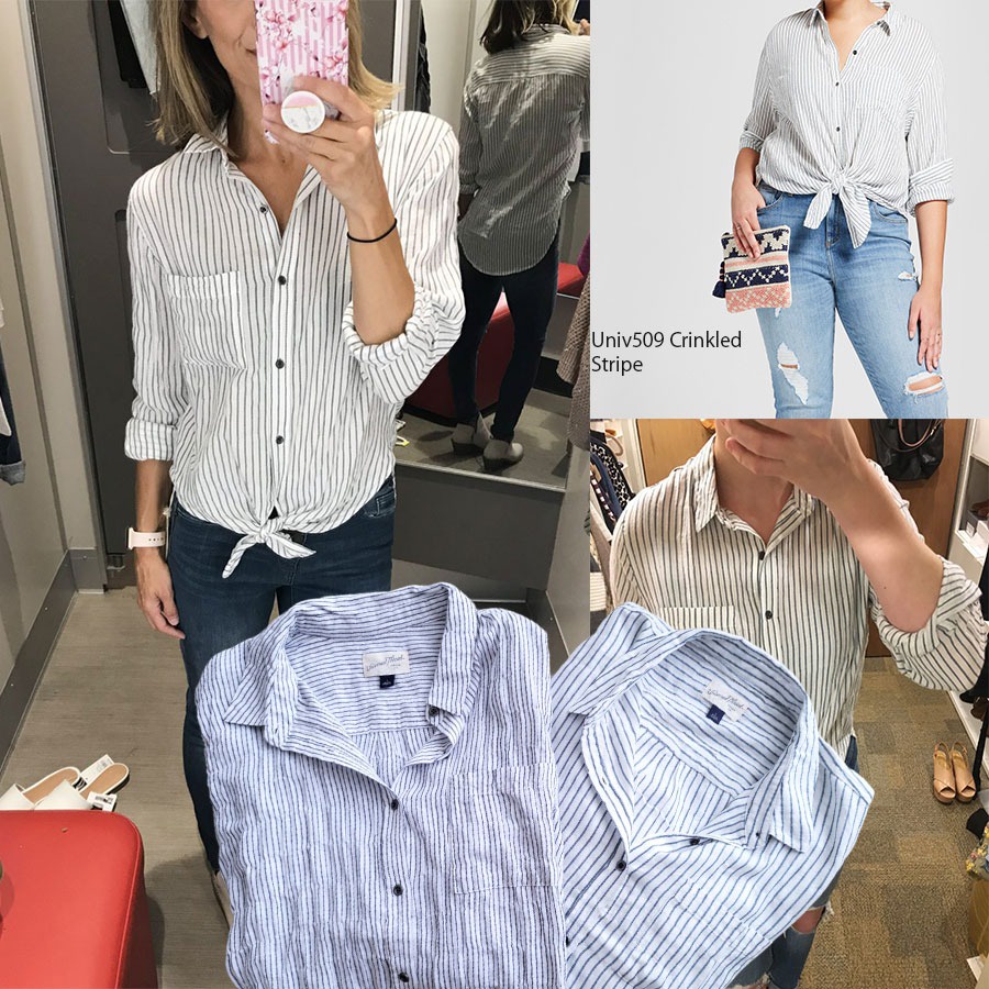 [shp] UNIVERSAL THREAD 509 Crinkled Stripe Shirt - Baju Atasan Kemeja Kerja Garis Garis Salur Lengan