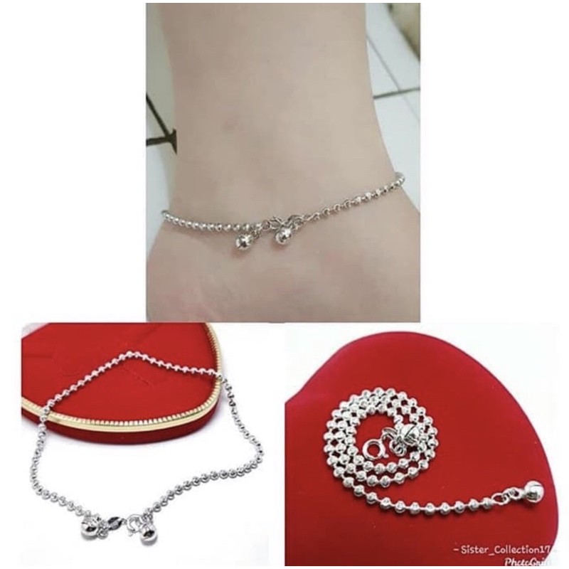 Gelang kaki biji ukir gelang kaki perak 925 gelang kaki wanita perak 925
