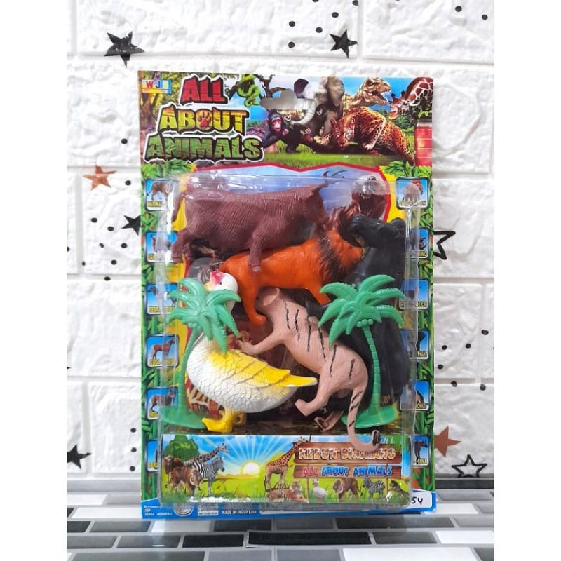 mainan anak miniatur hewan/binatang kerbau kuda singa harimau bebek