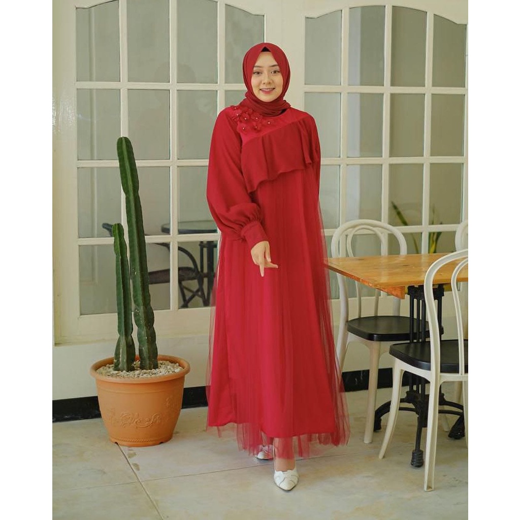 PCS SYARI REVALINA FASHION PAKIAN MUSLIM WANITA DRESS MAXI KR 2 UKURAN DEWASA DAN KID