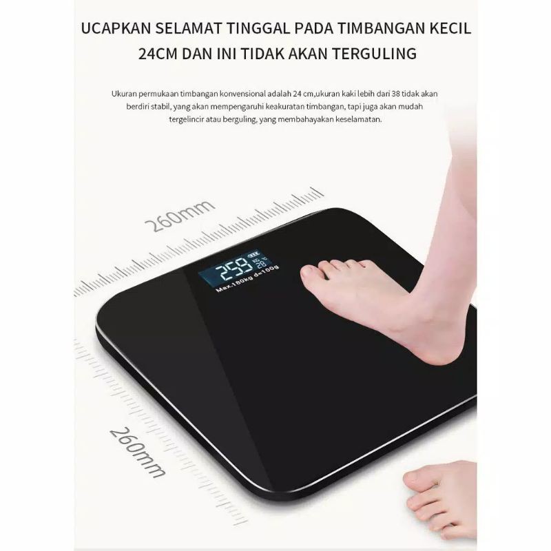 Timbangan Badan Digital With USB Charging Anti Pecah