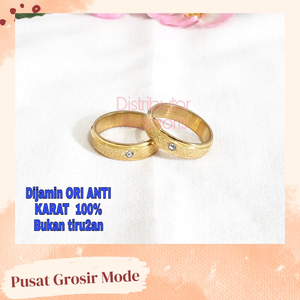 Cincin Couple Titanium ANTI KARAT SELAMANYA PGM CT07 SATUAN