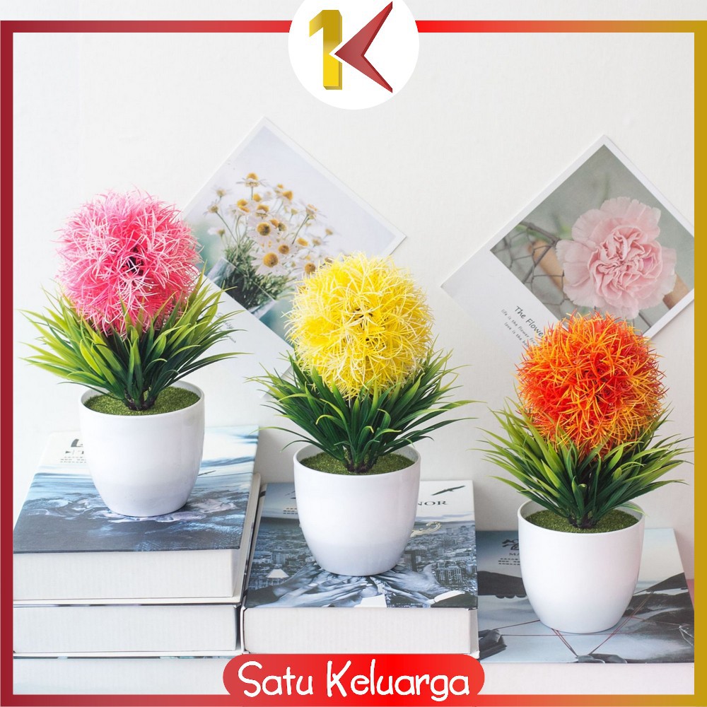 SK-C35-37 Ornamen Pot Bonsai Pajangan Dekorasi Rumah Tanaman Bunga Hias Plastik Artificial Flower-3