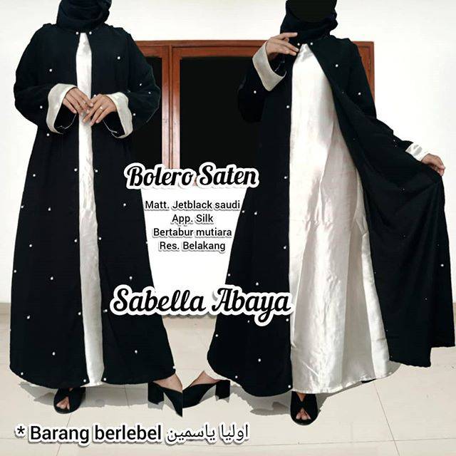 New abaya hitam pesta arab BOLERO SATEN cantik hits