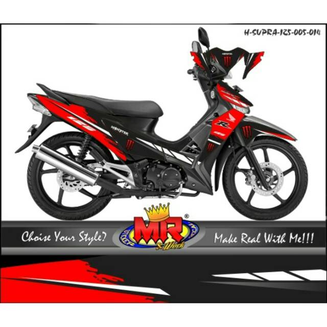 Decal Dekal Supra X 125 Fi Merah Hitam Stiker Sticker Striping 01