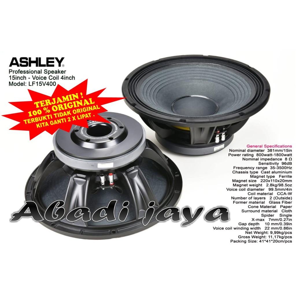 speaker ashley lf15v400 15'' ashley lf15 v400 original 1 buah