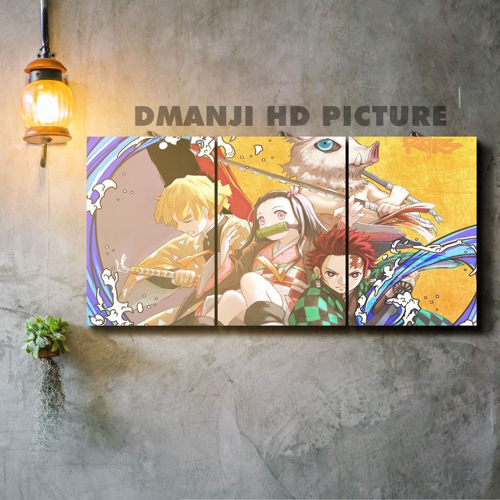 POSTER KAYU MULTIPANEL KIMETSU NO YAIBA / 60X30 / HIASAN DINDING DEMON SLAYER / PAJANGAN KAMAR ANIME-HD - KNY 99